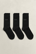 BLACK, MERCERIZED COTTON SOCKS 3-PACK BY GANT AU.