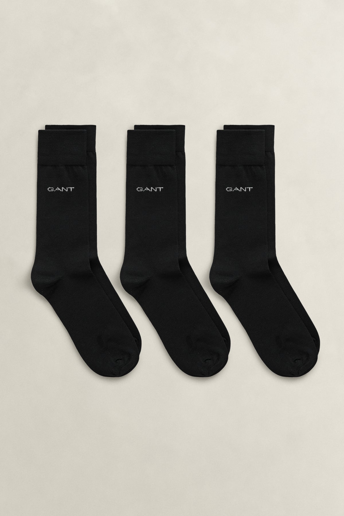 BLACK, MERCERIZED COTTON SOCKS 3-PACK BY GANT AU.