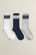 EVENING BLUE, SHIELD SPORT SOCKS 3-PACK BY GANT AU.