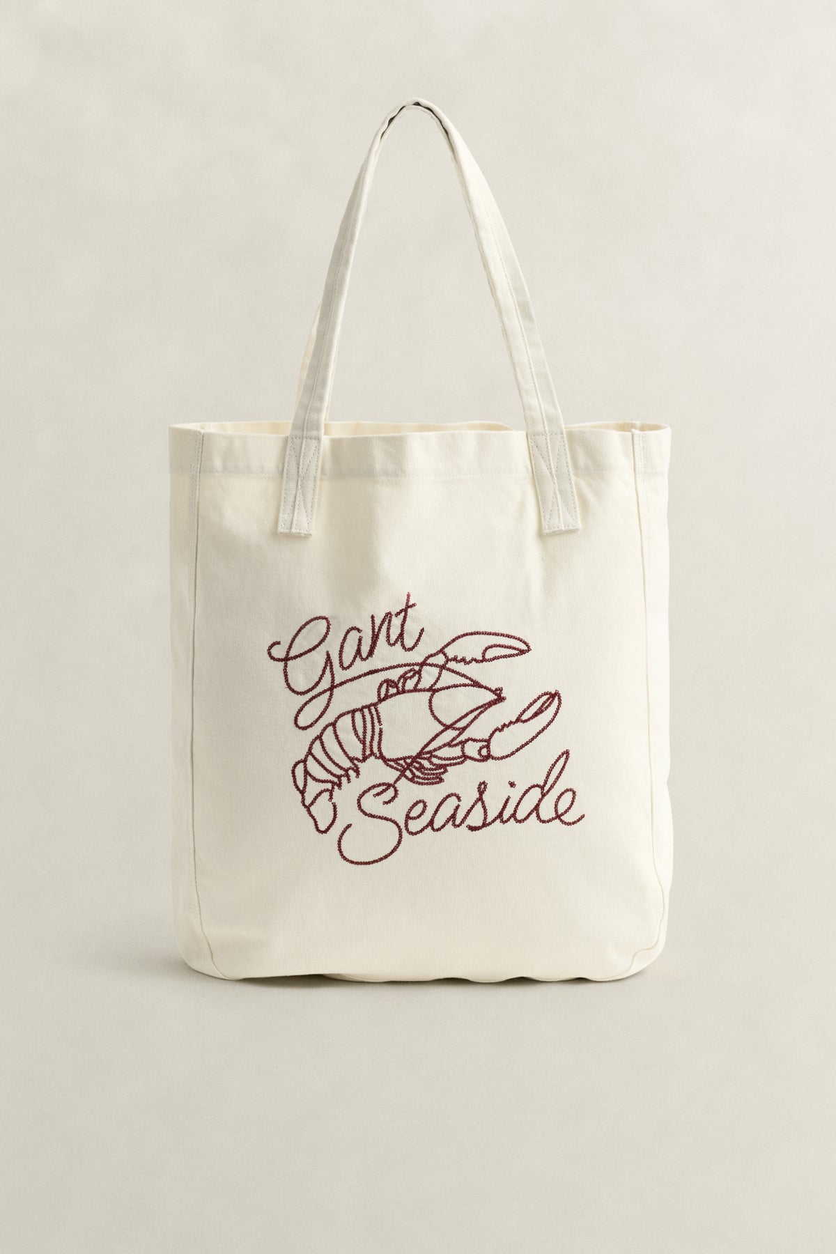 CREAM, GRAPHIC COTTON CANVAS TOTE BAG, FRONT-VIEW BY GANT AU.