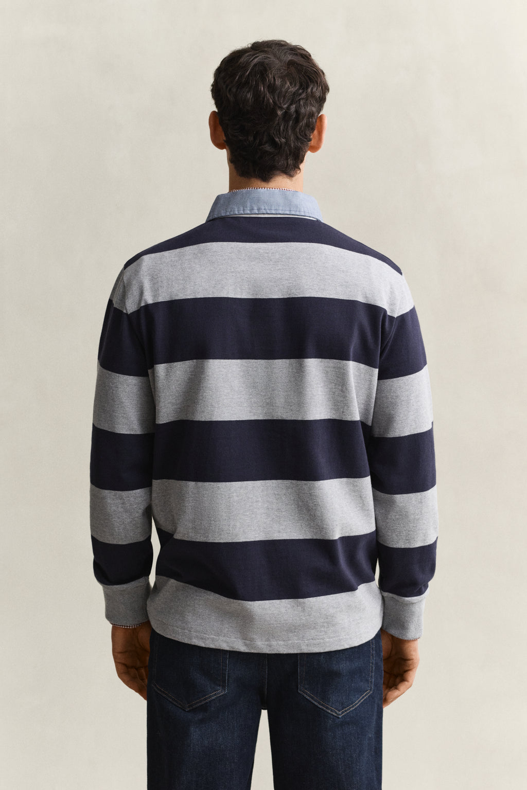 GREY MELANGE, Classic Heavy Rugger, BACK-VIEW BY GANT AU.