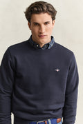 EVENING BLUE, REG SHIELD C-NECK SWEAT, CLOSE-UP BY GANT AU.