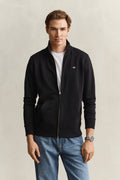 BLACK, REG SHIELD FULL ZIP SWEAT, FRONT-VIEW BY GANT AU.
