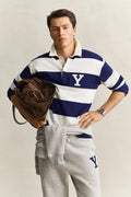 RICH NAVY, YALE STRIPED HEAVY RUGGER, FRONT-VIEW BY GANT AU.