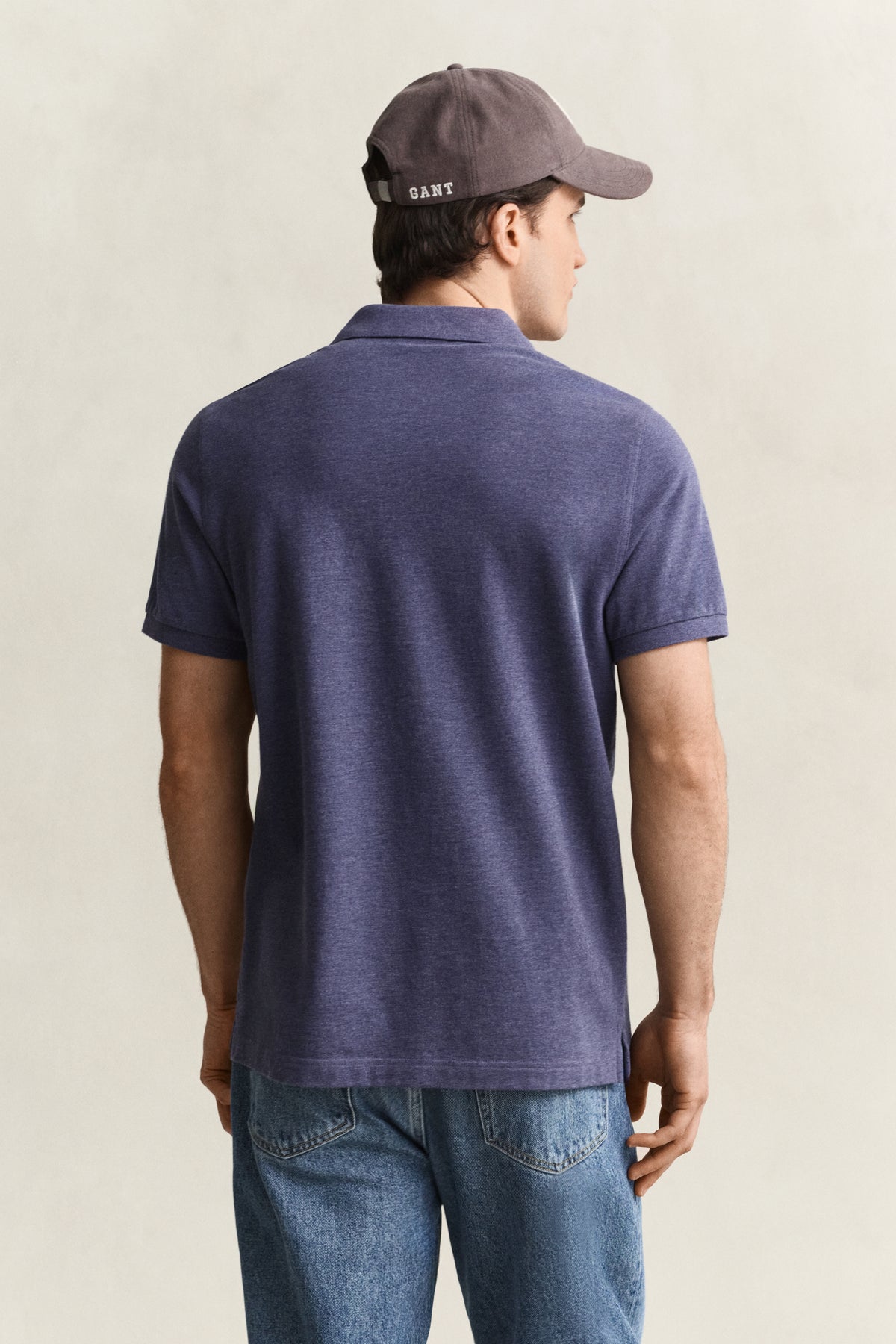 DK JEANSBLUE MELANGE, Classic Regular Polo Shirt, BACK-VIEW BY GANT AU.