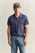 DK JEANSBLUE MELANGE, Classic Regular Polo Shirt, FRONT-VIEW BY GANT AU.