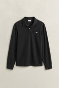 BLACK, Long Sleeve Polo Shirt, FLAT-LAY BY GANT AU.