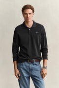 BLACK, Long Sleeve Polo Shirt, FRONT-VIEW BY GANT AU.