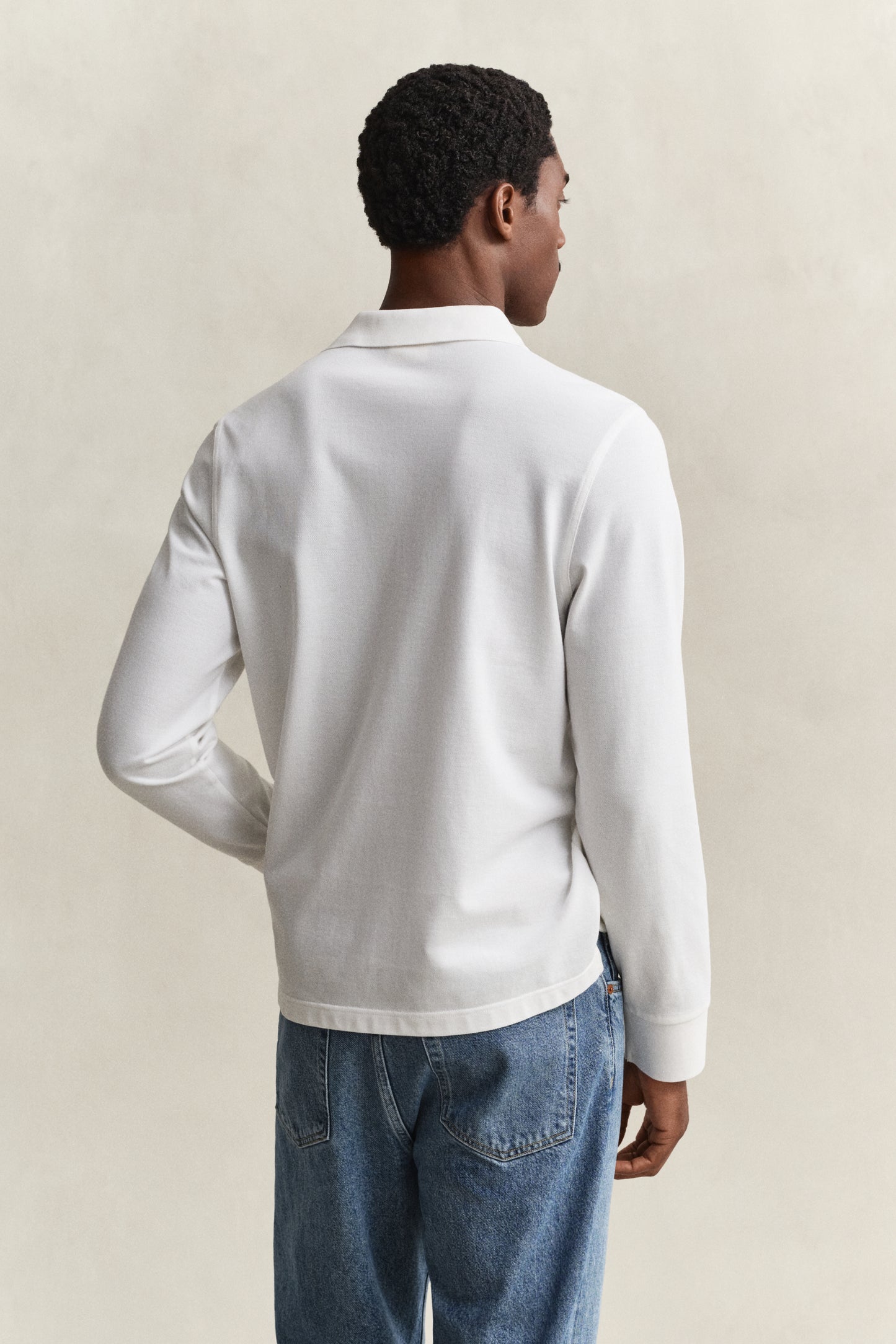 WHITE, Long Sleeve Polo Shirt, BACK-VIEW BY GANT AU.