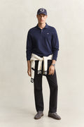 EVENING BLUE, Long Sleeve Polo Shirt BY GANT AU.
