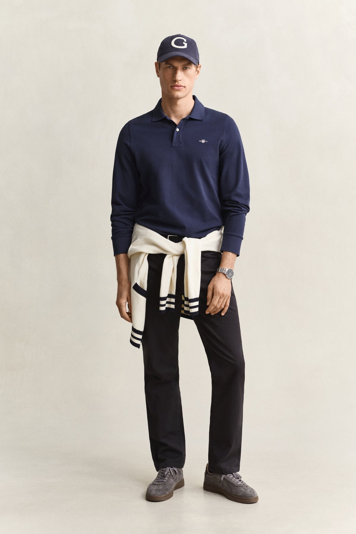 EVENING BLUE, Long Sleeve Polo Shirt BY GANT AU.