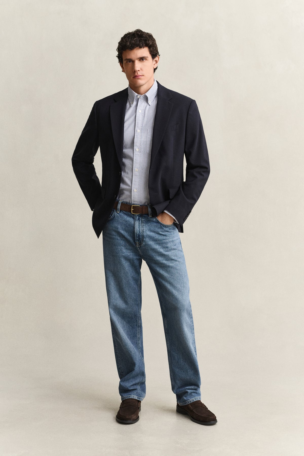 COLLEGE BLUE, REG CLASSIC OXFORD STRIPE SHIRT BY GANT AU.