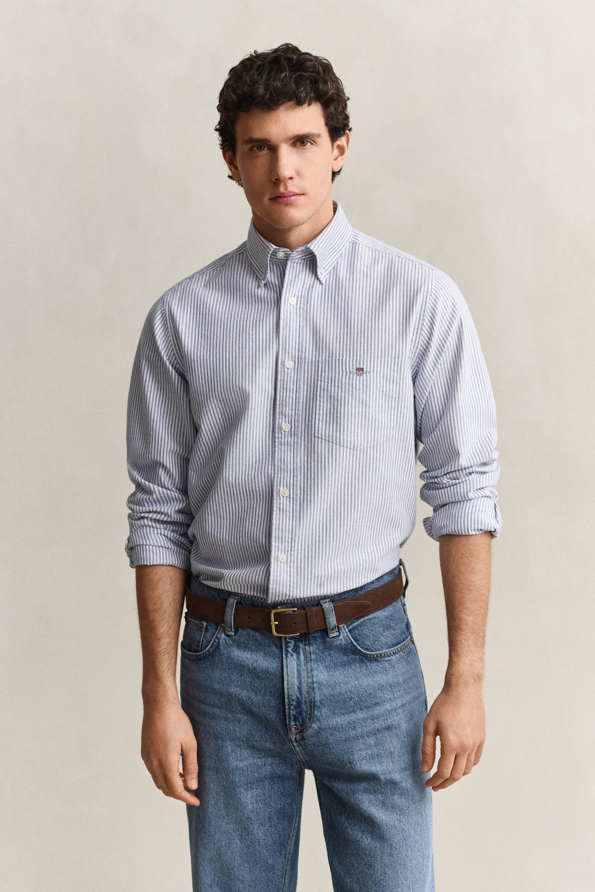 COLLEGE BLUE, REG CLASSIC OXFORD STRIPE SHIRT, FRONT-VIEW BY GANT AU.