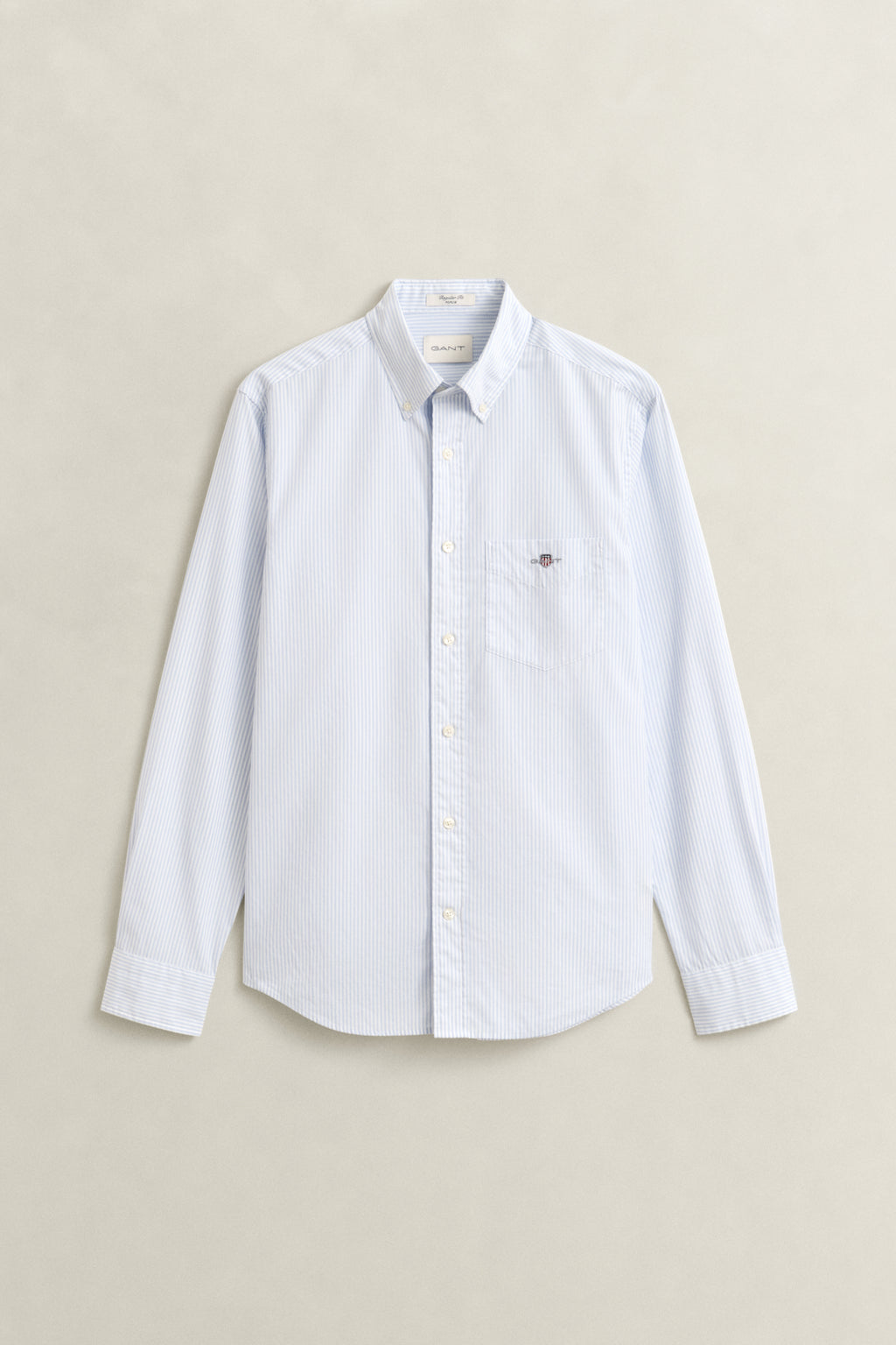 LIGHT BLUE, REG CLASSIC POPLIN BANKER SHIRT, FLAT-LAY BY GANT AU.