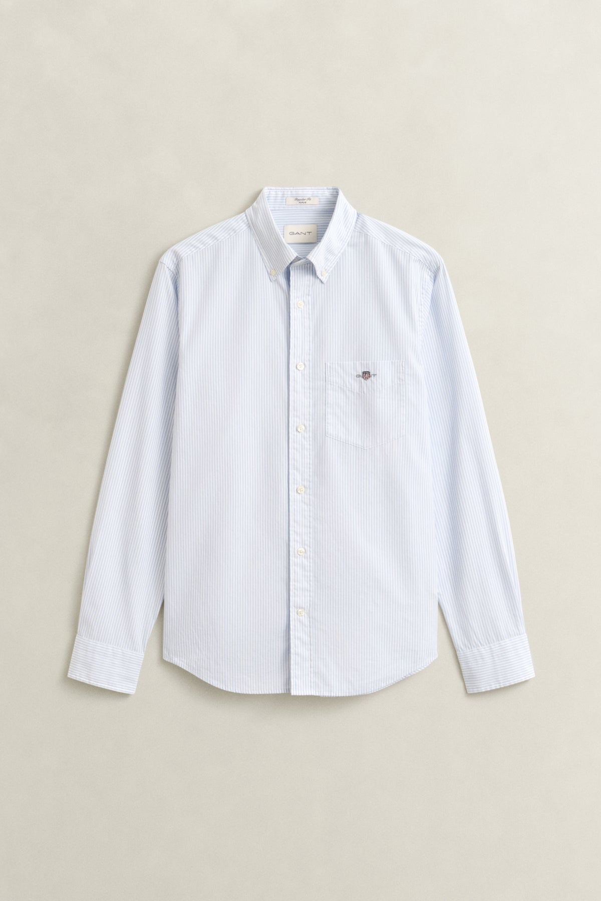 LIGHT BLUE, REG CLASSIC POPLIN BANKER SHIRT, FLAT-LAY BY GANT AU.
