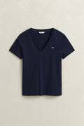 EVENING BLUE, REG SHIELD SS V-NECK T-SHIRT BY GANT AU.