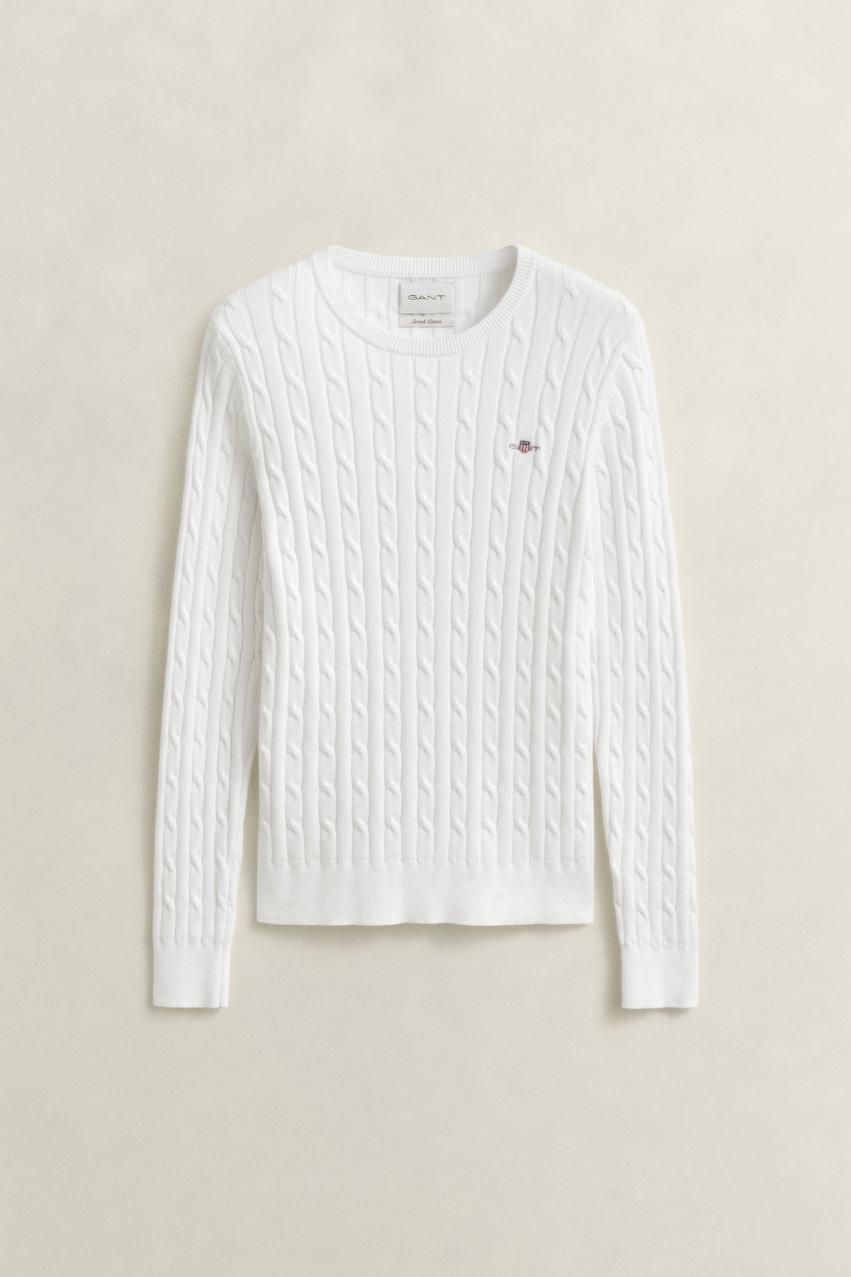 EGGSHELL, Classic Cable Knit Sweater, FLAT-LAY BY GANT AU.