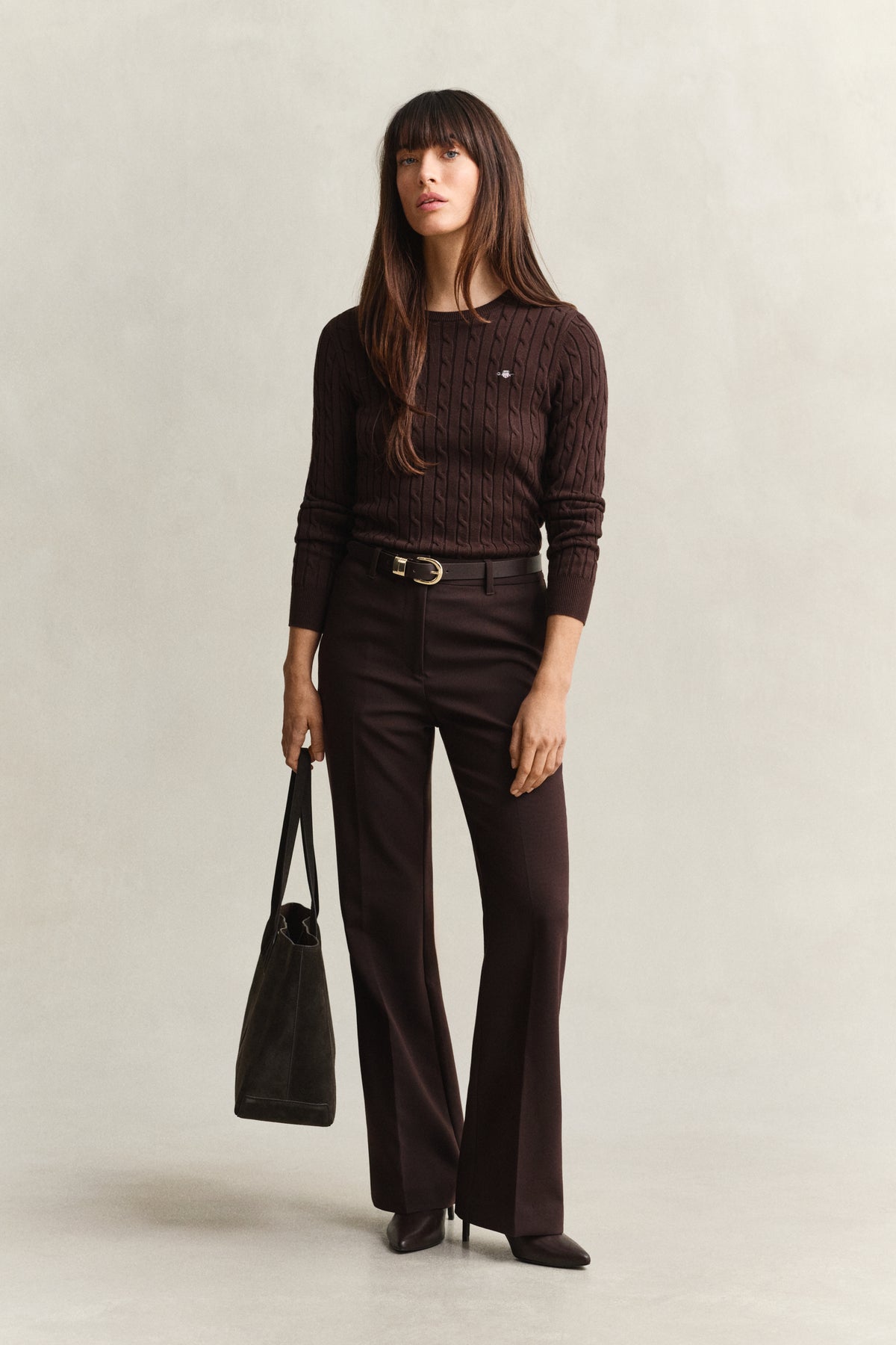 DEEP BROWN, Classic Cable Knit Sweater BY GANT AU.