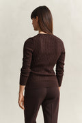 DEEP BROWN, Classic Cable Knit Sweater, BACK-VIEW BY GANT AU.