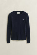 EVENING BLUE, Classic Cable Knit Sweater, FLAT-LAY BY GANT AU.