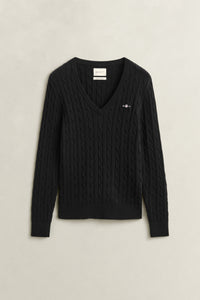 BLACK, Classic Cable Knit Sweater BY GANT AU.