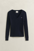EVENING BLUE, Classic Cable Knit Sweater, FLAT-LAY BY GANT AU.