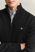 BLACK, Cotton Knit Half-Zip Sweater, CLOSE-UP BY GANT AU.