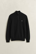 BLACK, Cotton Knit Half-Zip Sweater, FLAT-LAY BY GANT AU.