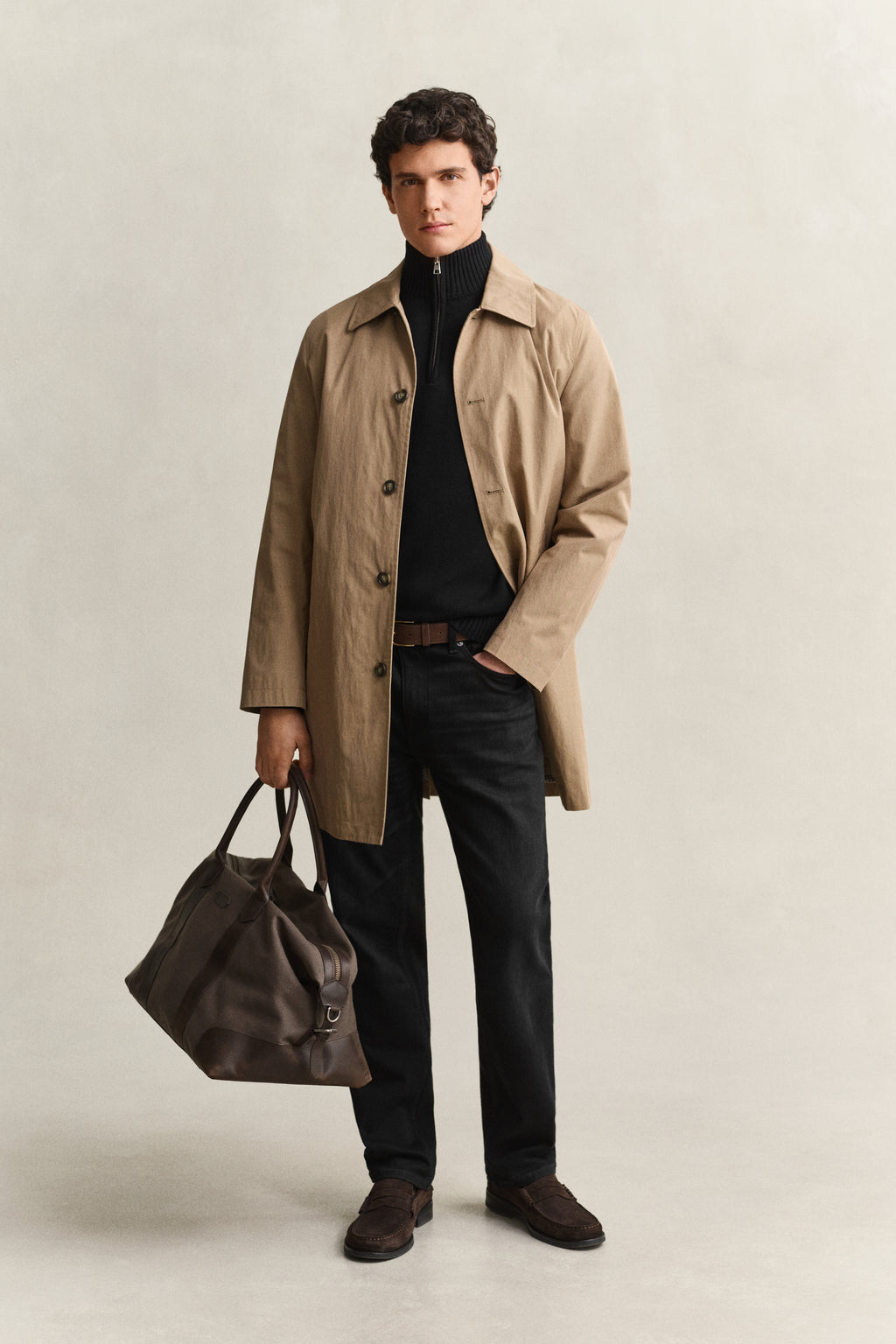 BLACK, Cotton Knit Half-Zip Sweater BY GANT AU.