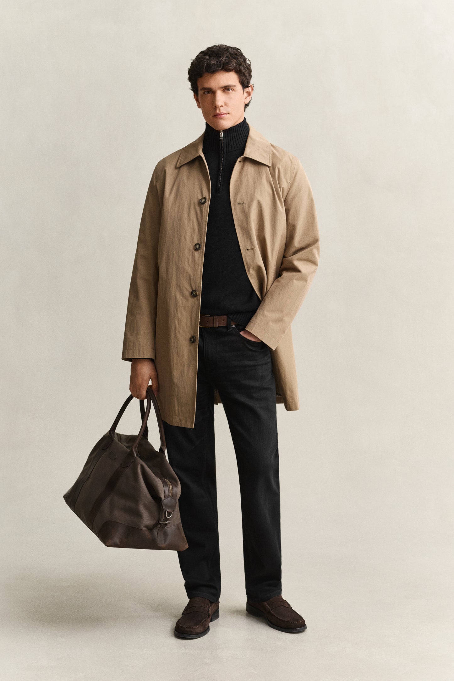 BLACK, Cotton Knit Half-Zip Sweater BY GANT AU.
