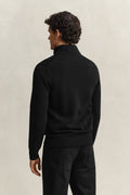 BLACK, Cotton Knit Half-Zip Sweater, BACK-VIEW BY GANT AU.