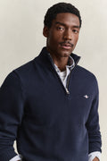MODEL WEARING Cotton Knit Half-Zip Sweater