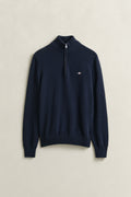 EVENING BLUE, Cotton Knit Half-Zip Sweater, FLAT-LAY BY GANT AU.