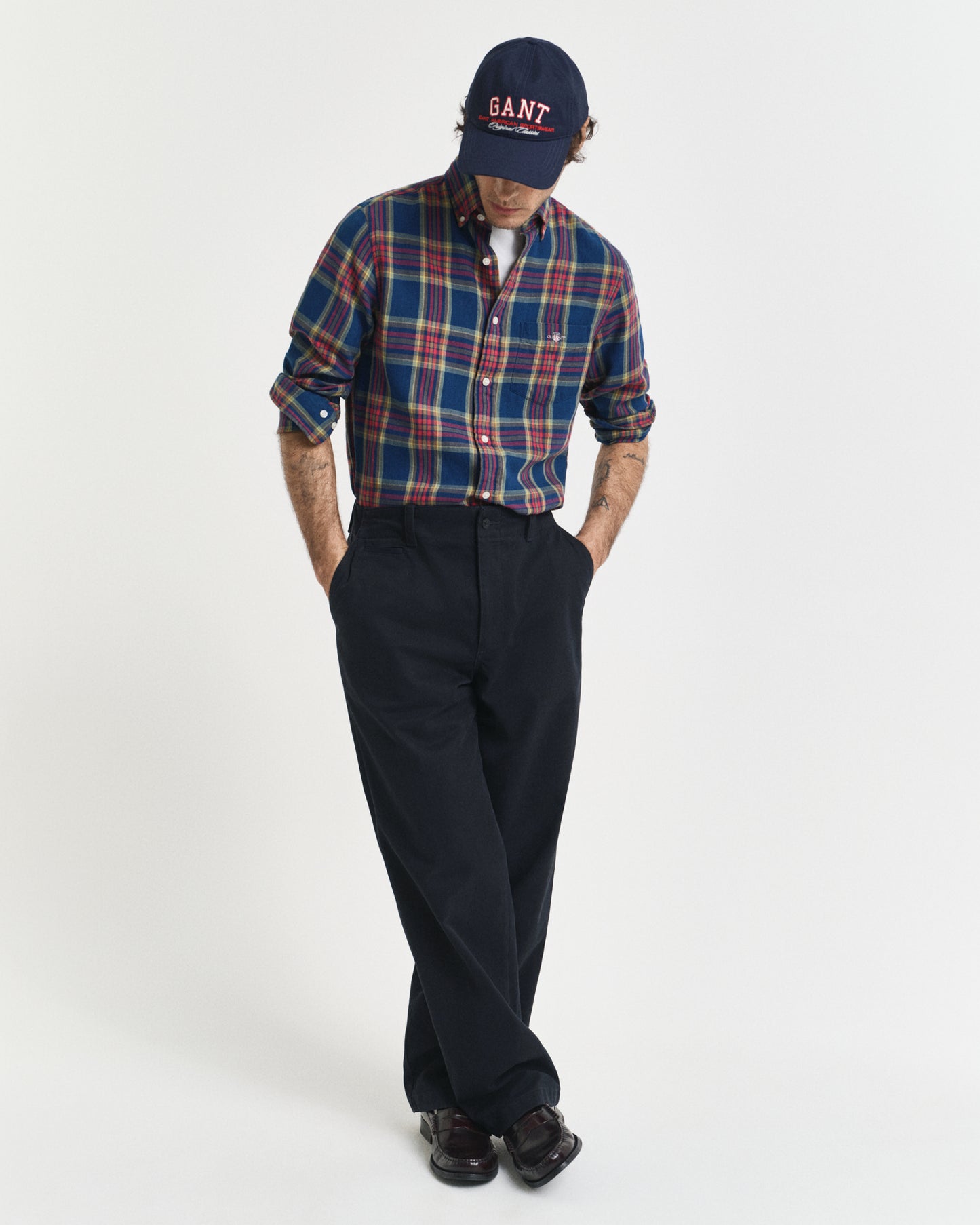 Regular Fit Checked Indigo Twill Shirt