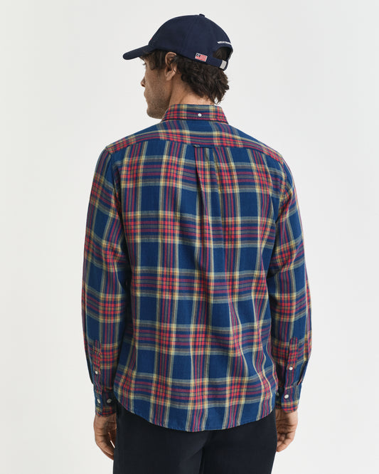 Regular Fit Checked Indigo Twill Shirt
