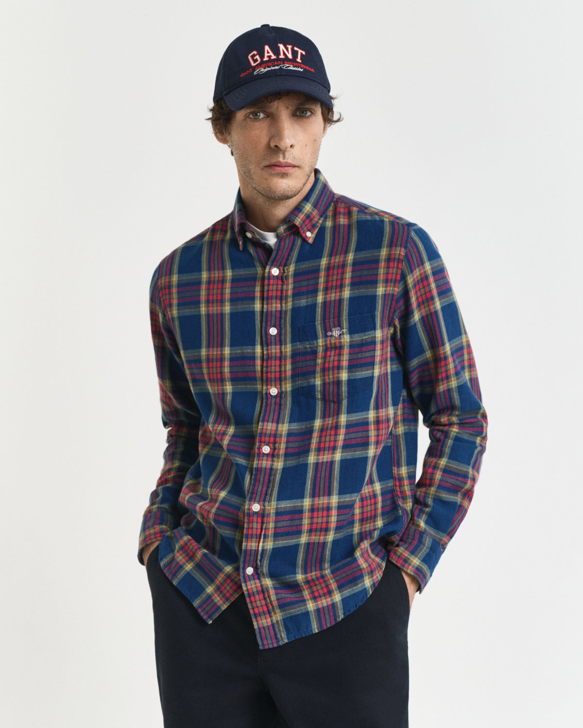 Regular Fit Checked Indigo Twill Shirt