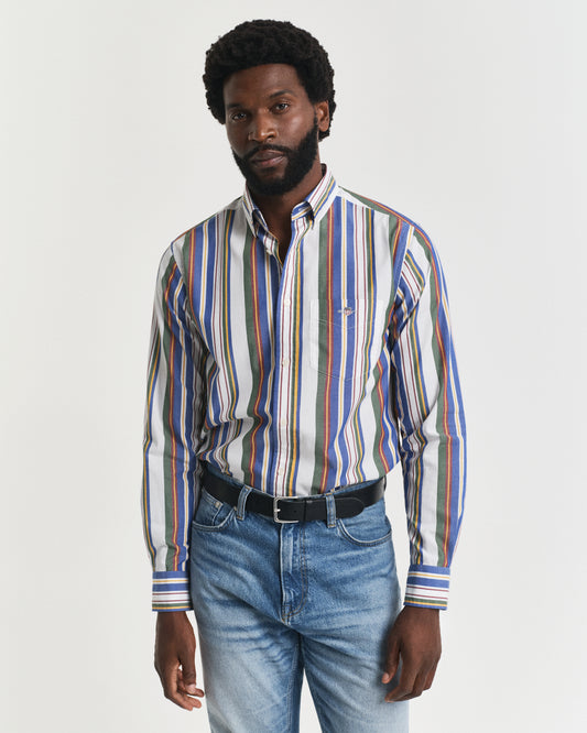 Regular Fit Multi Striped Classic Poplin Shirt