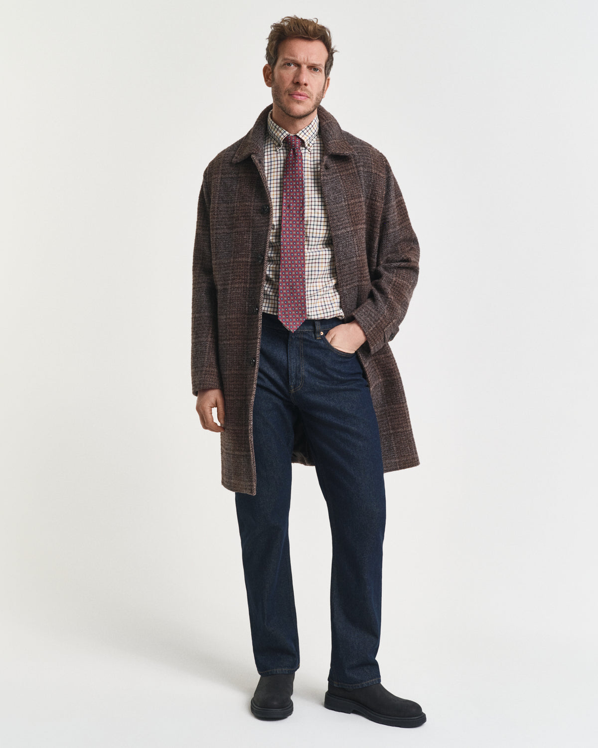 Regular Fit Tattersall Checked Twill Shirt