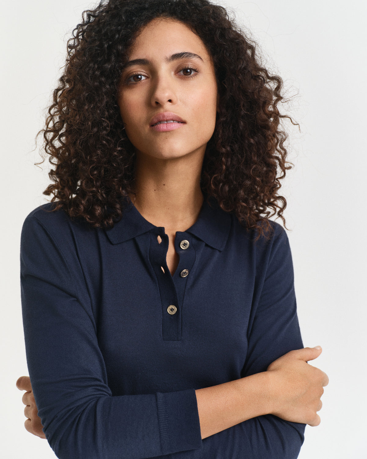 Seamless Buttoned Long Sleeve Polo Shirt