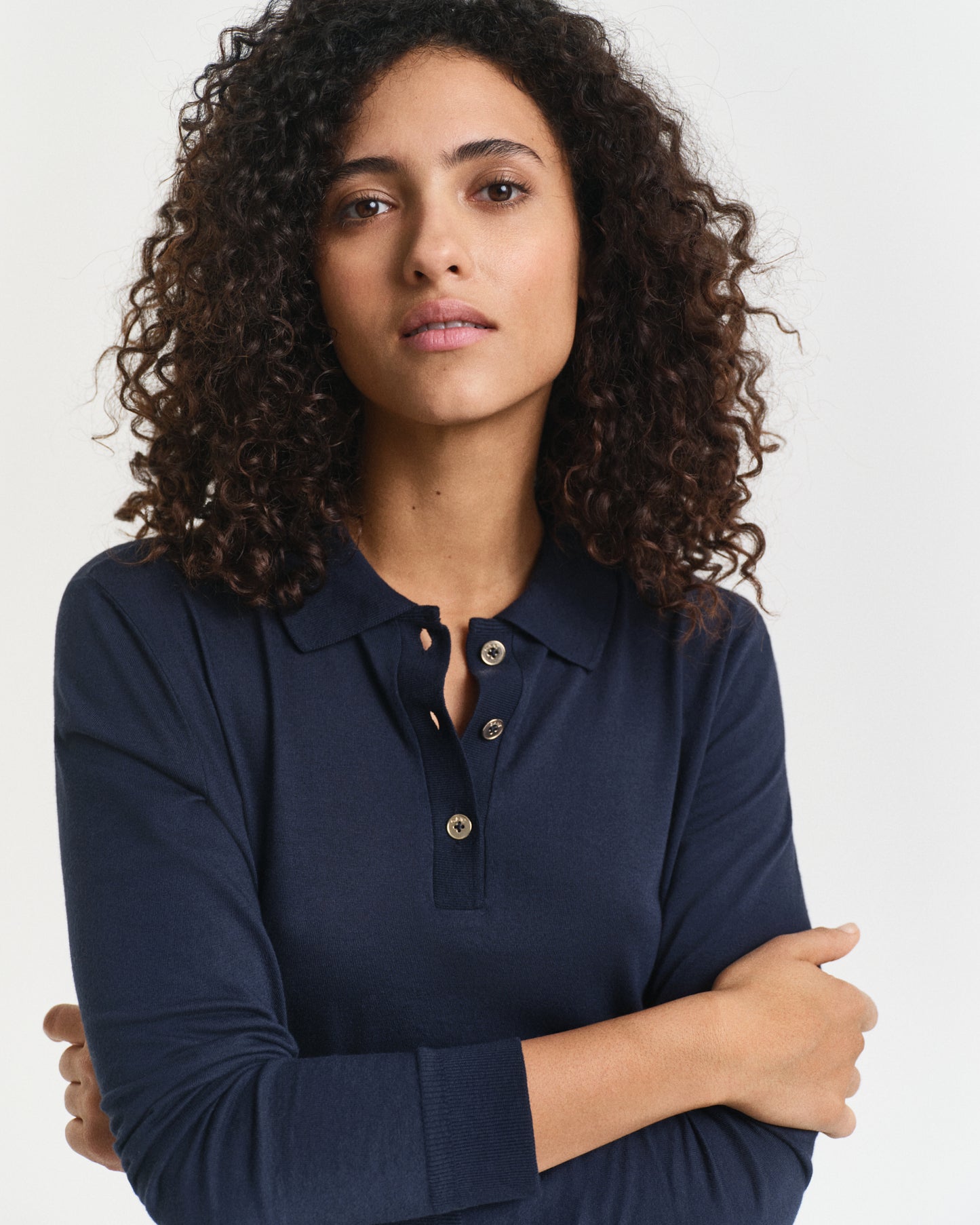 Seamless Buttoned Long Sleeve Polo Shirt