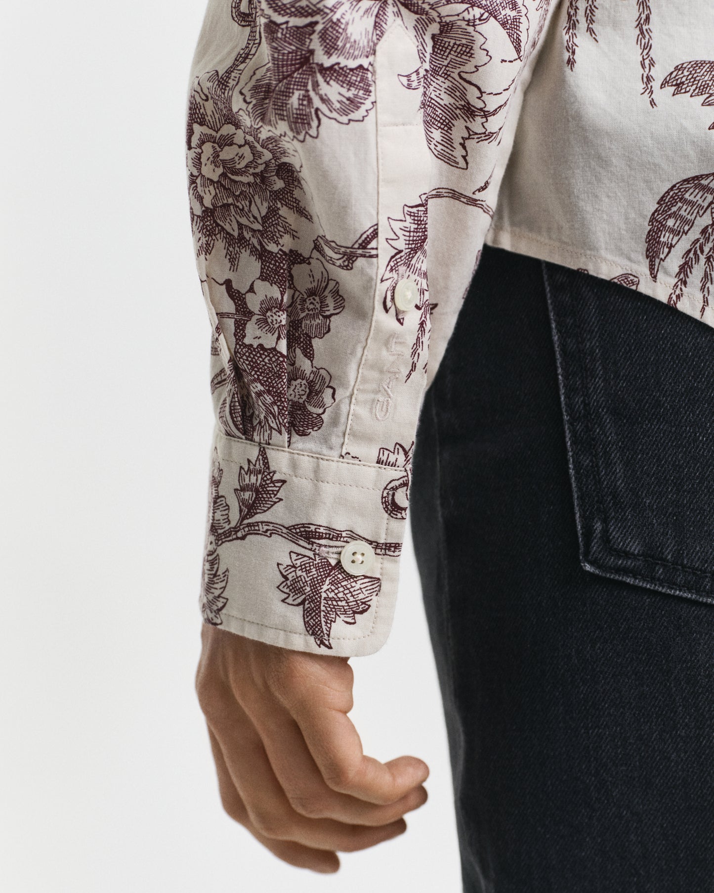 Regular Fit Tree Printed Cotton Voile Shirt