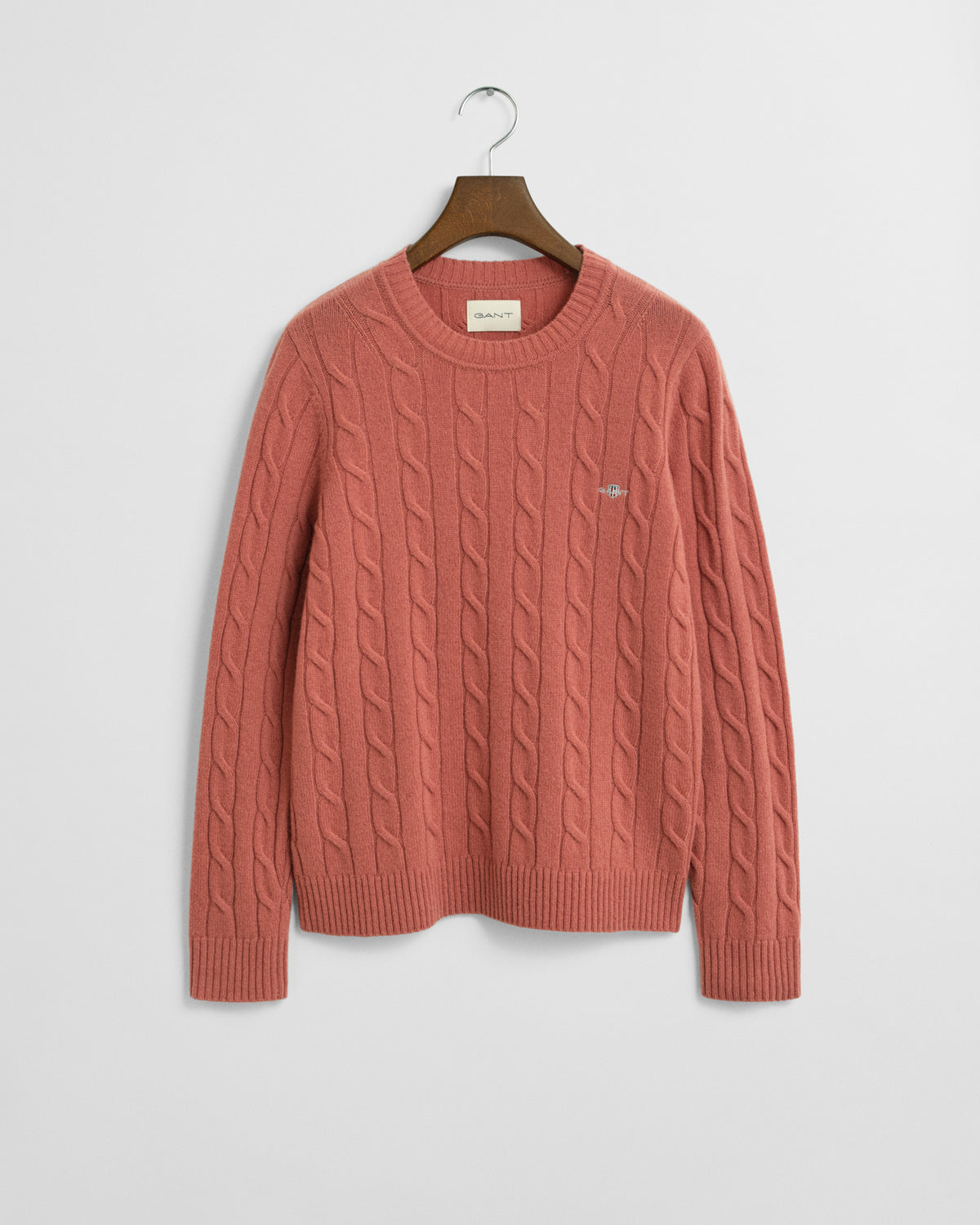Lambswool Cable Knit Crew Neck Sweater