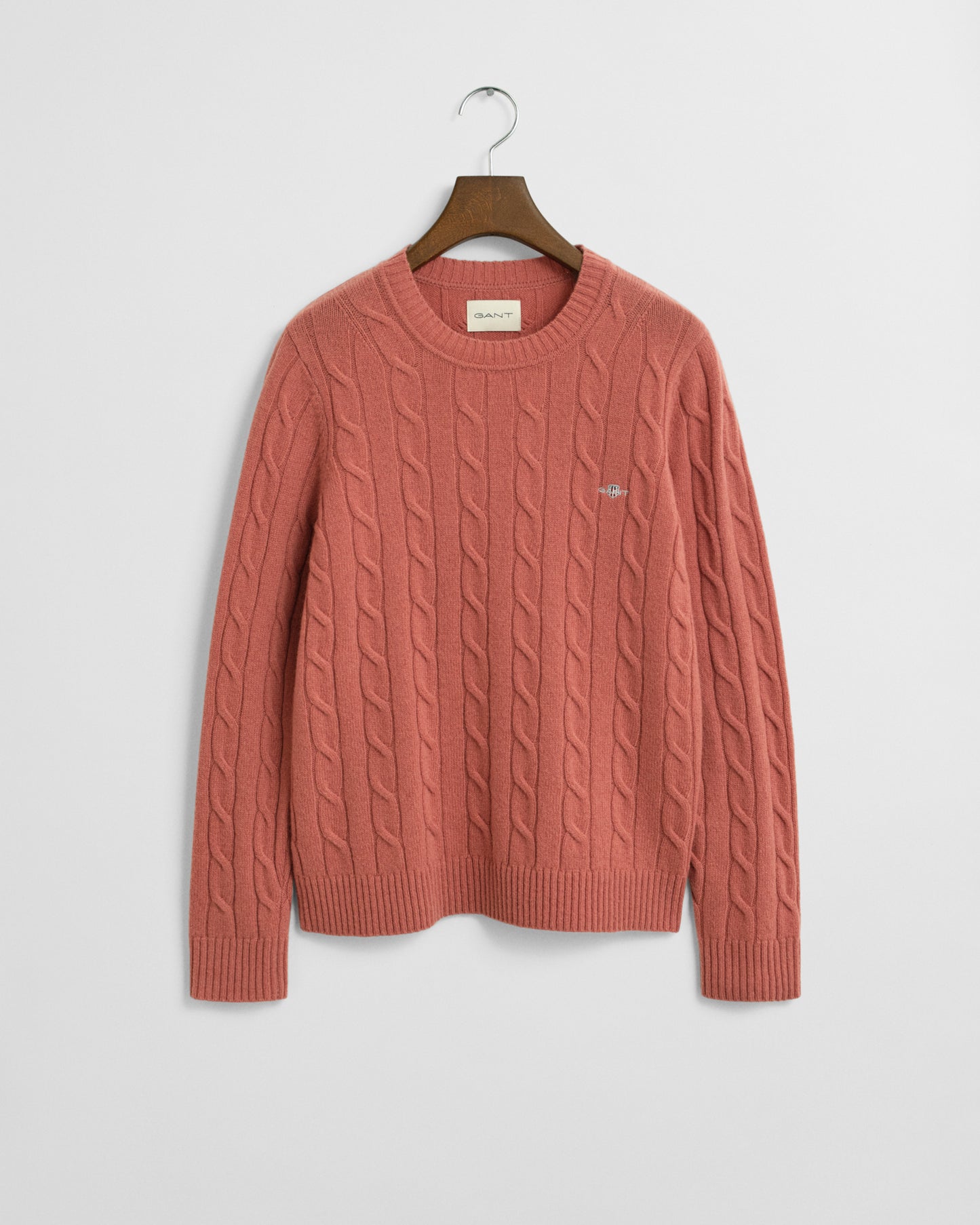 Lambswool Cable Knit Crew Neck Sweater