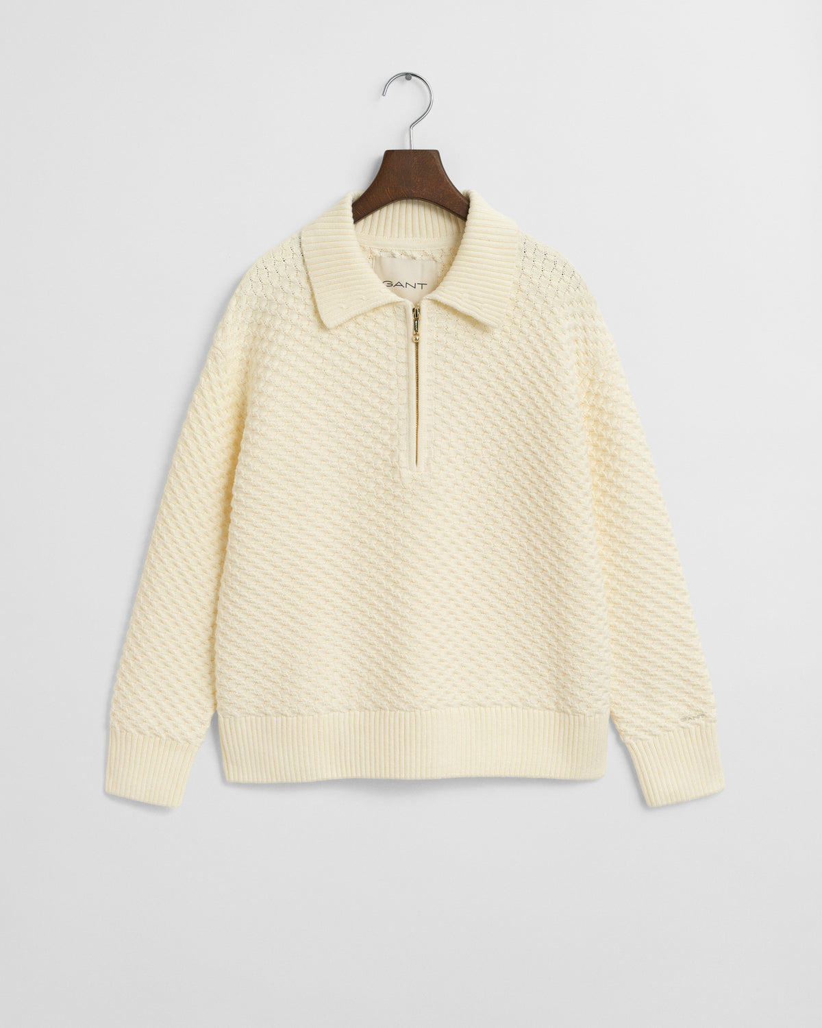 Textured Cotton Half-Zip Sweater