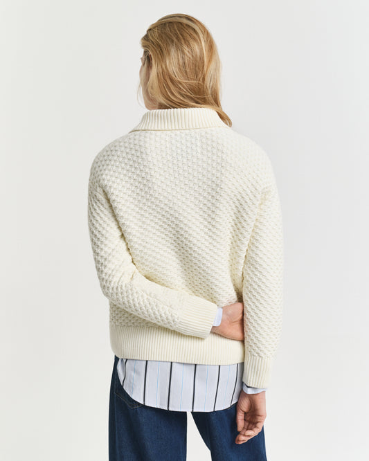 Textured Cotton Half-Zip Sweater