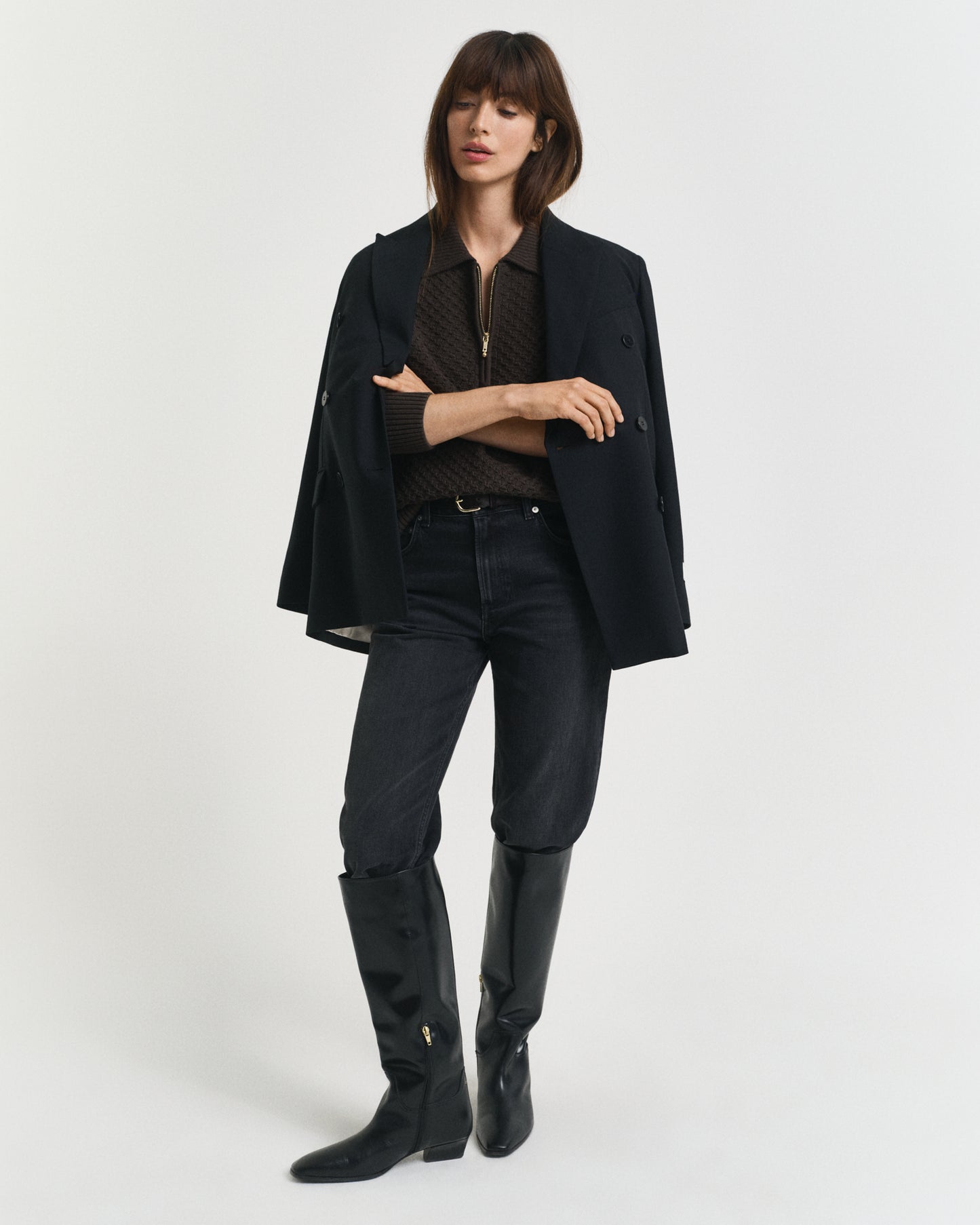 Textured Cotton Half-Zip Sweater