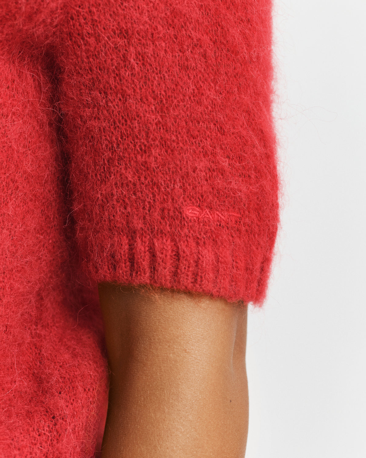 Mohair Blend Short Sleeve Crew Neck Sweater