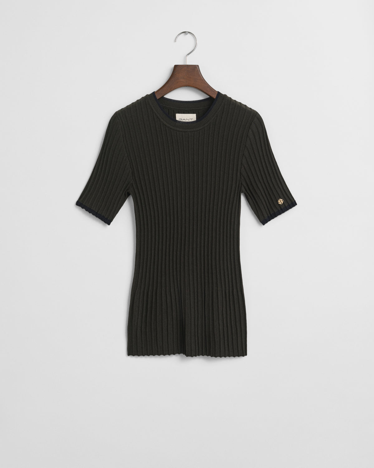 Contrast Ribbed Short Sleeve Sweater
