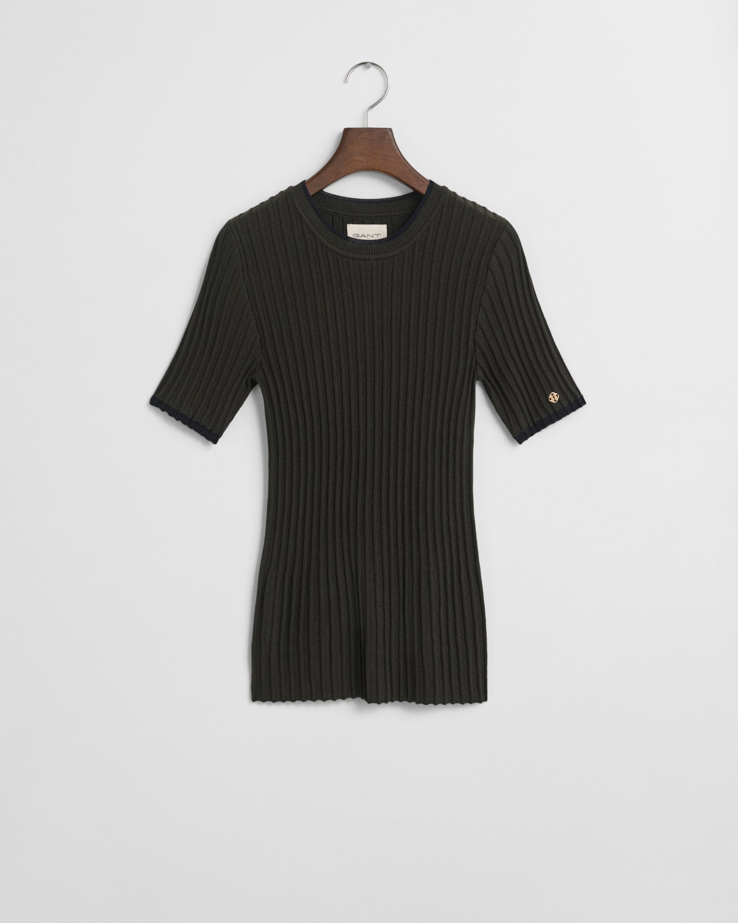 Contrast Ribbed Short Sleeve Sweater