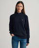 EVENING BLUE, D1. CASUAL COTTON RIBBED HALF ZIP, FRONT-VIEW BY GANT AU.